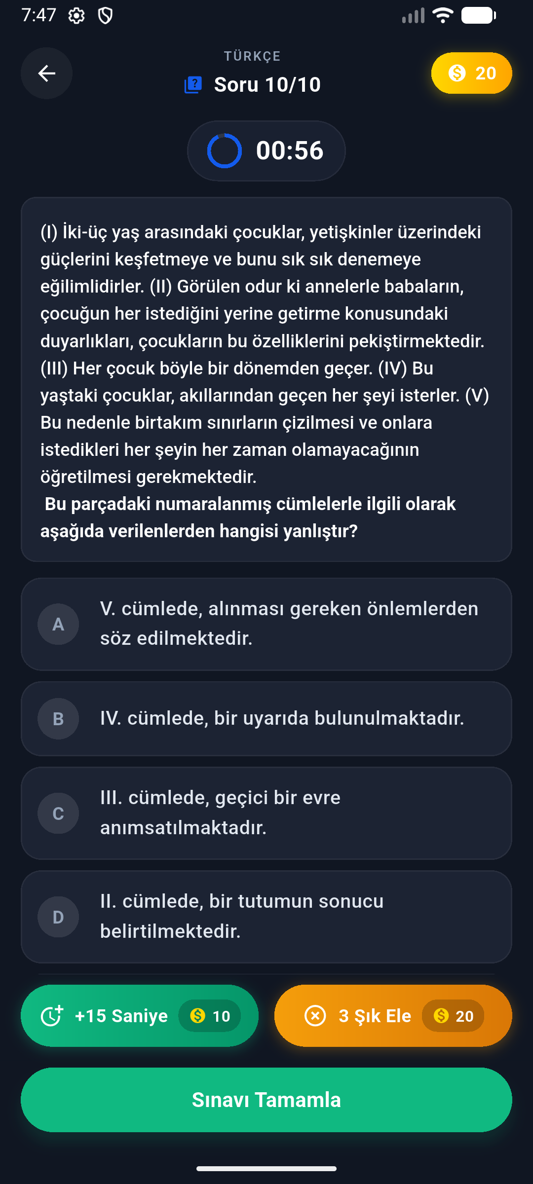 Testly Sıralama Ekranı